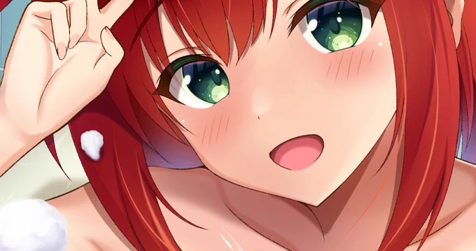 【pixivFANBOX更新しました!】一緒にお風呂なドルウェブ・入華ちゃんのイラスト完成しました～!リンクはプロフィールからお願いします! 