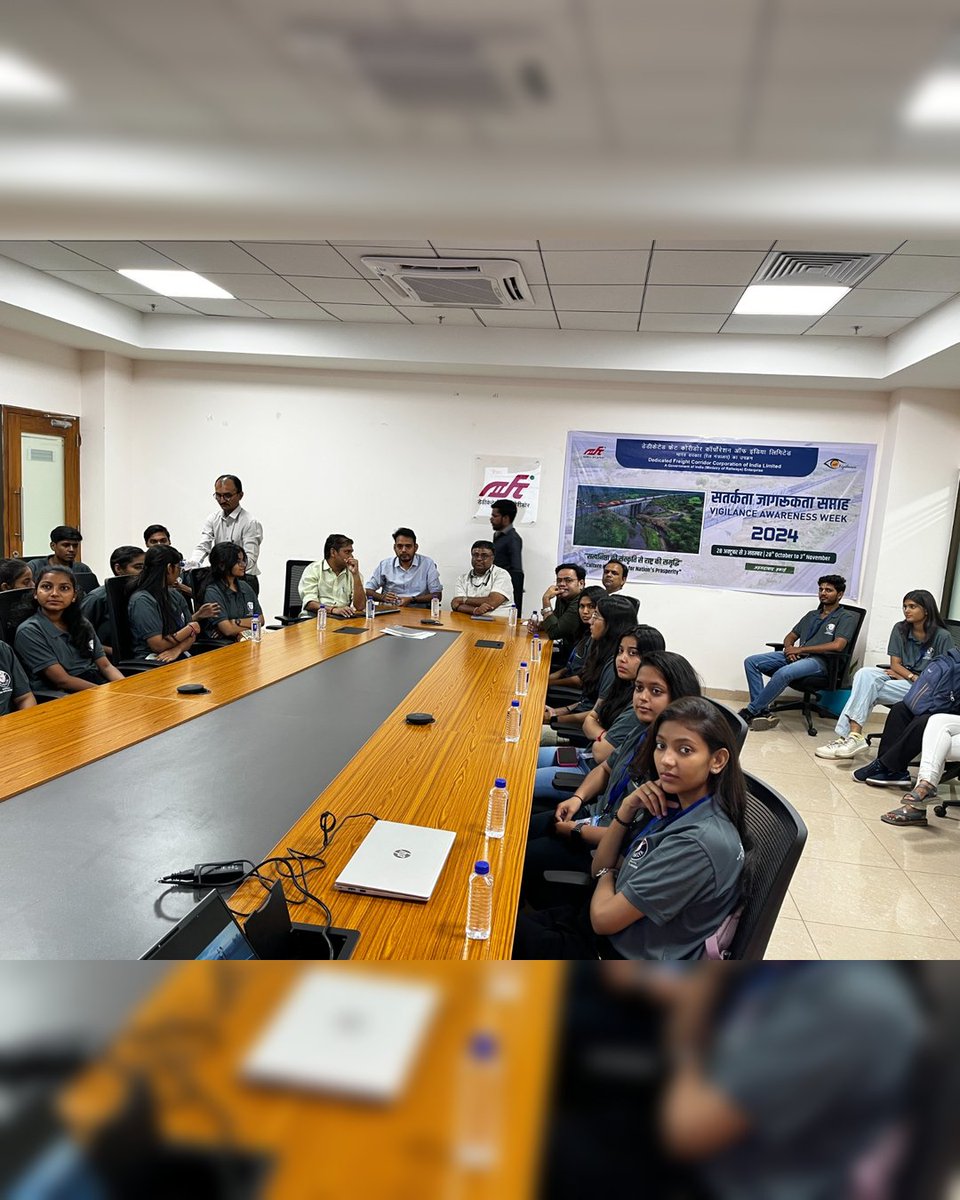 BBA Semester 3 students from the School of Management and Finance visited Sabarmati's Dedicated Freight Corridor Control Center on October 24, 2024, gaining insights into freight operations and management.