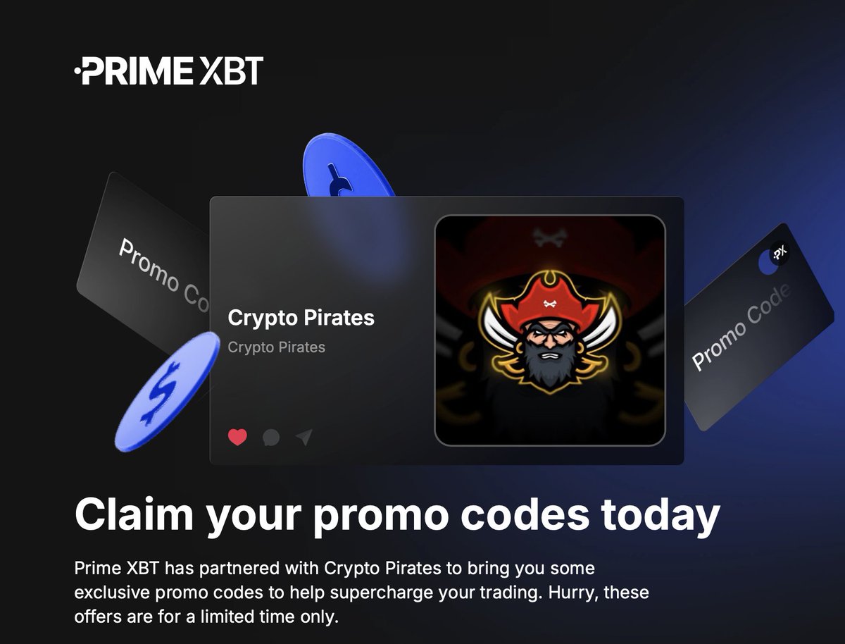 DaCryptoPirates's tweet image. 2000$ giveaway from @PrimeXBT

How to join ?  

1- register via my link 👉 u.primexbt.com/CryptoPirates  

2- make a deposit of 50$ minimum  

3- make 3 trades minimum  

I will choose 20 winners each will be rewarded with 100$  

Send me DM with screenshot of your deposit, Good luck!