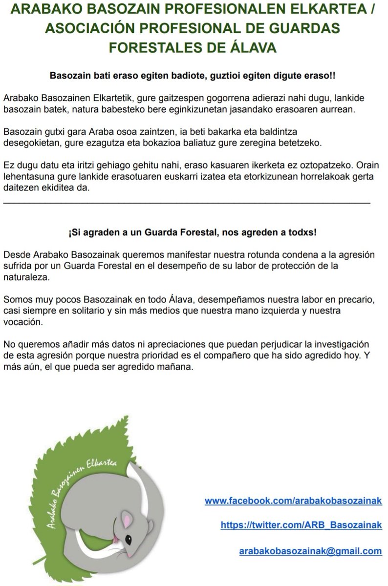 ARB_basozainak's tweet photo. Erasoak 
Stop
Agresiones https://t.co/j6ahYnSat7