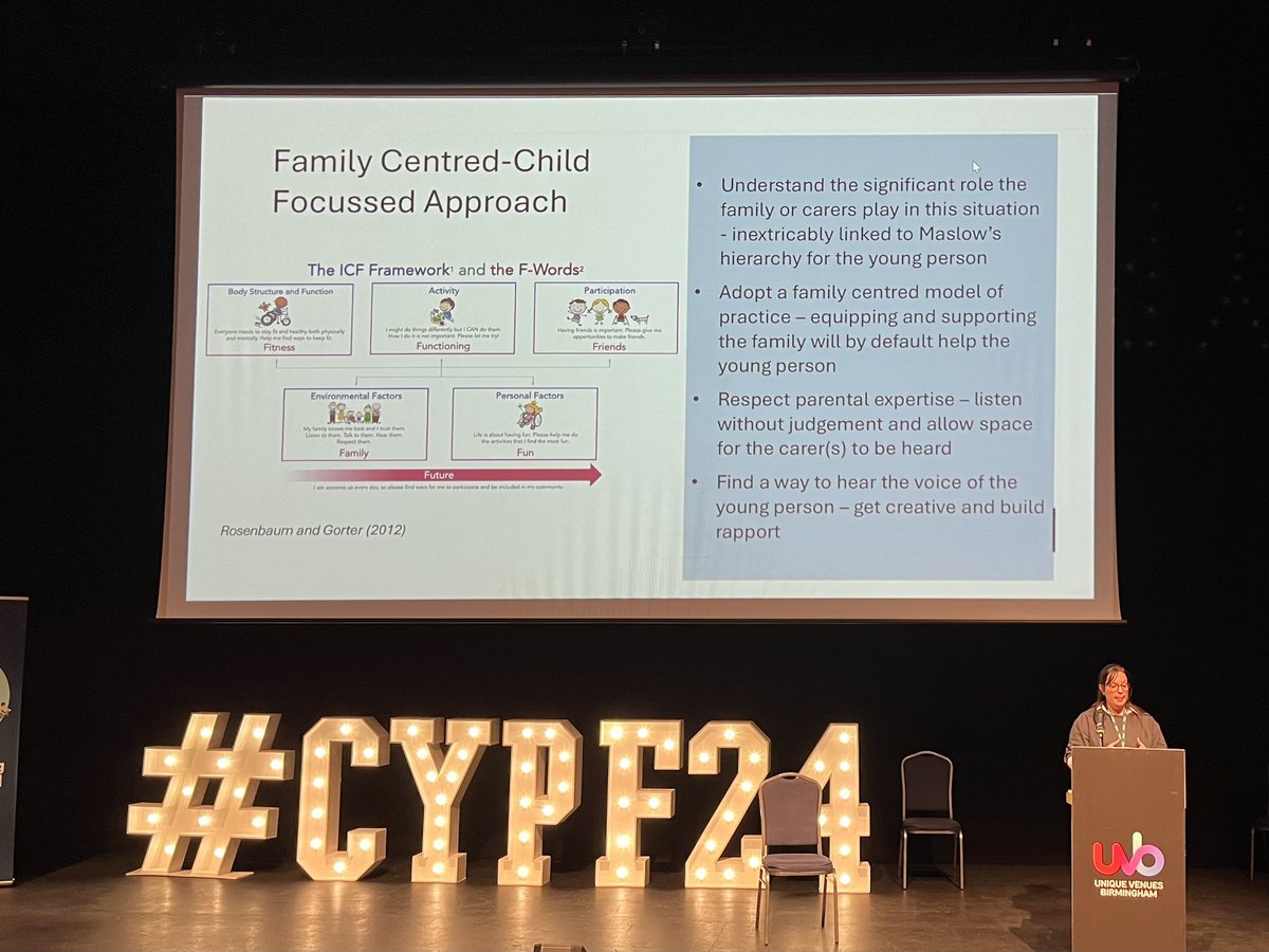 Deeply moving account from <a href="/ZoeHaddock/">Zoe Haddock</a> on impact of mental health on occupational participation. Respect parent expertise, listen without judgement, allow space for parents &amp; child to be heard &amp; create chains of support to help family hold on &amp; reach out to their child #CYPF24