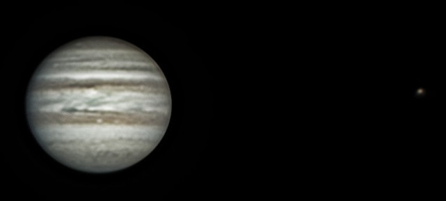 #Jupiter with #Io 8.11.2024 #Vienna. #Celestron C5, 2x Ultima Barlow , #ZWO 385, #Astrostakkert4, #WaveSharp 1.0, #Gimp