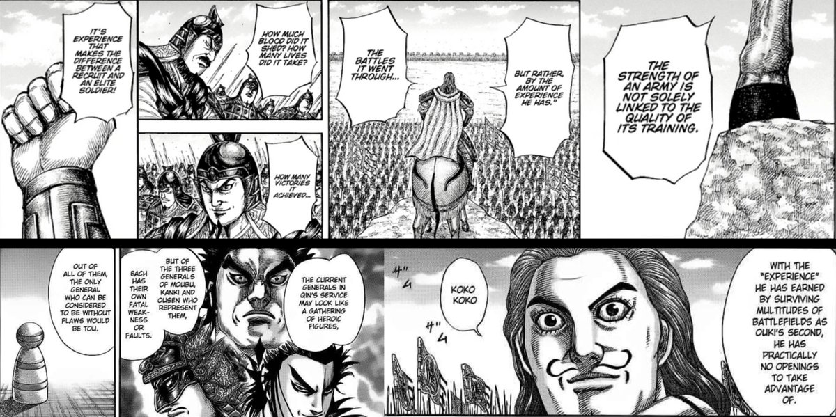 Leleo2211's tweet photo. #Kingdom816 Tou's speech this chapter about the importance of Experience is going back to Go Hou Mei talking about how Experience is what makes Tou the best all-rounded General in Qin, without flaws compared to Moubu, Kanki, and Ousen.
POURING HONEY ON HIM MY LORD 🔥 https://t.co/1efO1GVH0u