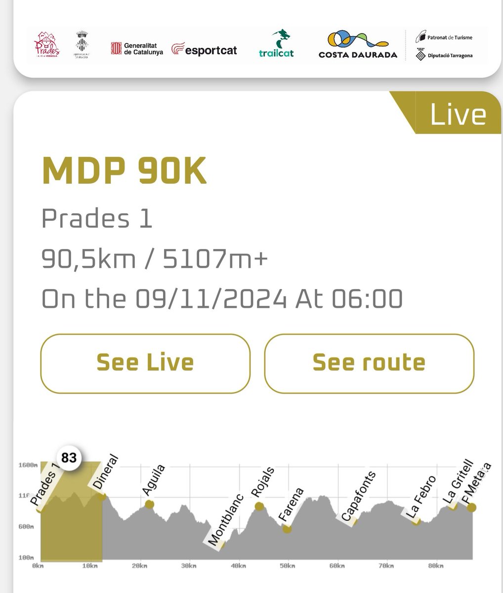 jplanapons's tweet photo. Atletas de 27 países competirán en la Prades Epic Trail Costa Daurada:
Sortida de la cursa 90Km

https://t.co/wCBzdRZLRc
#trailcat
@dipta_cat
@costadauradatur 
@pradesepictrail 
@esportcat https://t.co/qD2i8lZ63F
