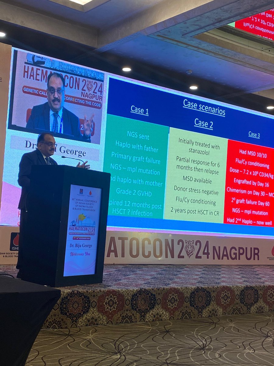 Haematocon2024's tweet photo. Exploring the nuances of SCT in inherited bone marrow failure syndromes with Dr. Biju George at #Haematocon2024.
#Haematocon2024nagpur
#65thAnnualConferenceISHBT
#Haematocon65
#HaematologyInIndia
#CatchCancerEarly https://t.co/EC4sEpiPNe