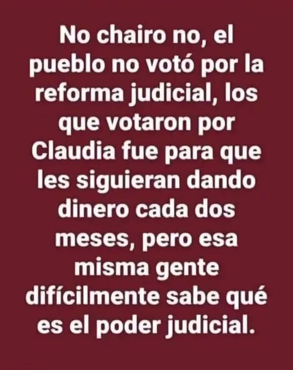 ryo_hermoso's tweet photo. No #Chairo, NO. 🥳

El pueblo NO VOTÓ POR LA REFORMA JUDICIAL! 🙅‍♀️

Los que votaron por Claudia fue para que les siga dando dinero cada 2 meses. 

Ellos DIFÍCILMENTE saben que es el Poder Judicial 🤷‍♀️

Levanta la mano si estás de acuerdo
                    👇🙋‍♀️ https://t.co/Qmmtbq7jUH