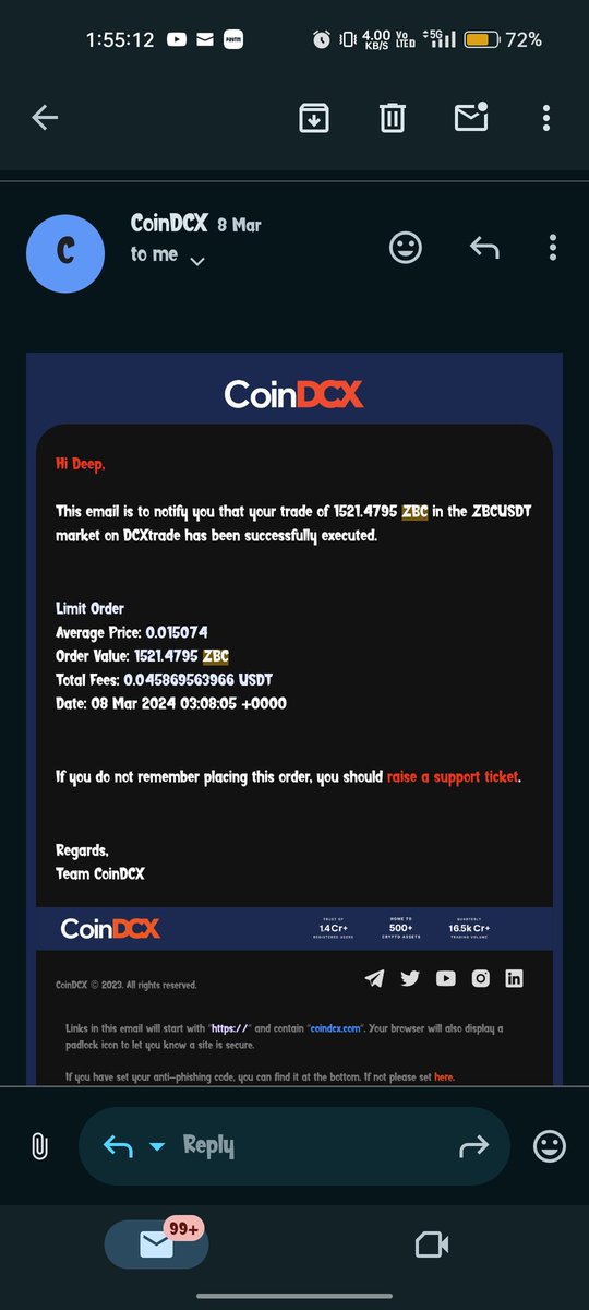 SonyassunDeep's tweet photo. @CoinDCX
Dear Coindcx team,
I hope this message finds you well. I am writing to report that a total amount of ZEBEC cryptocurrency has disappeared from my wallet. I have checked my transaction history and cannot locate the funds.
Could you please assist me https://t.co/YPTPVMynhE