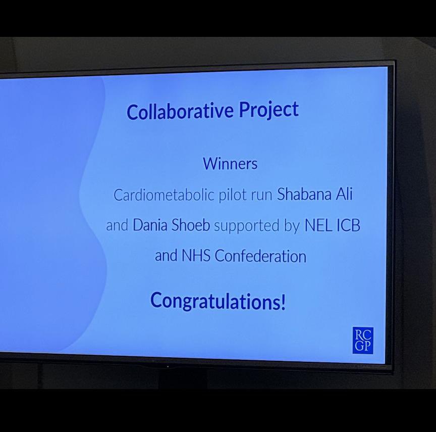Who when starting this project of tackling inequalities for CVD , that Redbridge will win Collaborative Project of the year 2024 ! 
Thank you to all who supported front and behind the scene’s for making this happen .
Thank you #RCGP for the recognition. #Redbridge #nhs Confed .