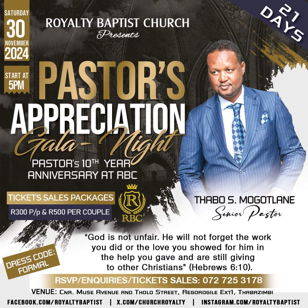 THABOMLIVE's tweet image. 21 Days to go💃🏿💃🏿💃🏿💃🏿💃🏿
"God is not unfair. He will not forget the work you did or the love you showed for Him; in the help you gave and are still giving to other Christians" (Hebrews 6:10).
#PastorsAppreciation
