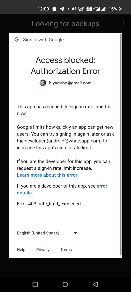 DubeApoorva's tweet photo. @WhatsApp please help me. I was not receiving any messages on WhatsApp even though other apps were working fine. I tried reinstalling the app but now i am getting this message. Please help me get through this. https://t.co/pHx9KlQE2z