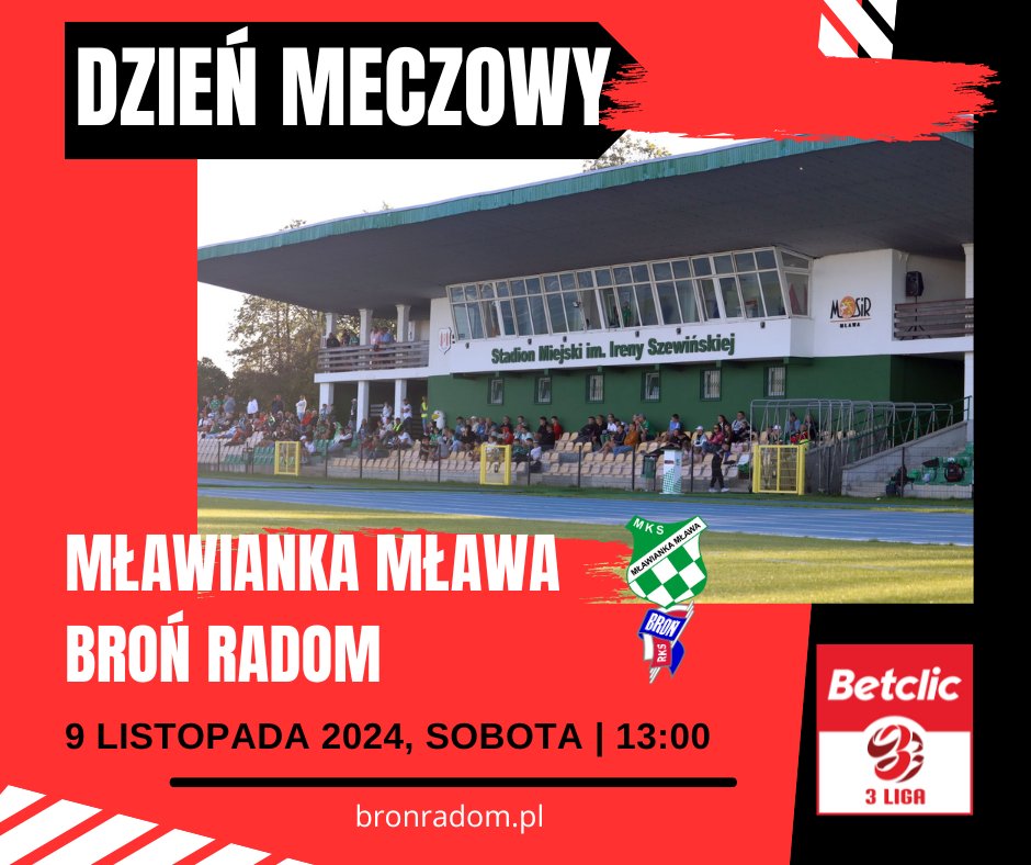 BronRadom's tweet photo. Mławianka - Broń. Startujemy o godz. 13! https://t.co/zKbIhgXLjT