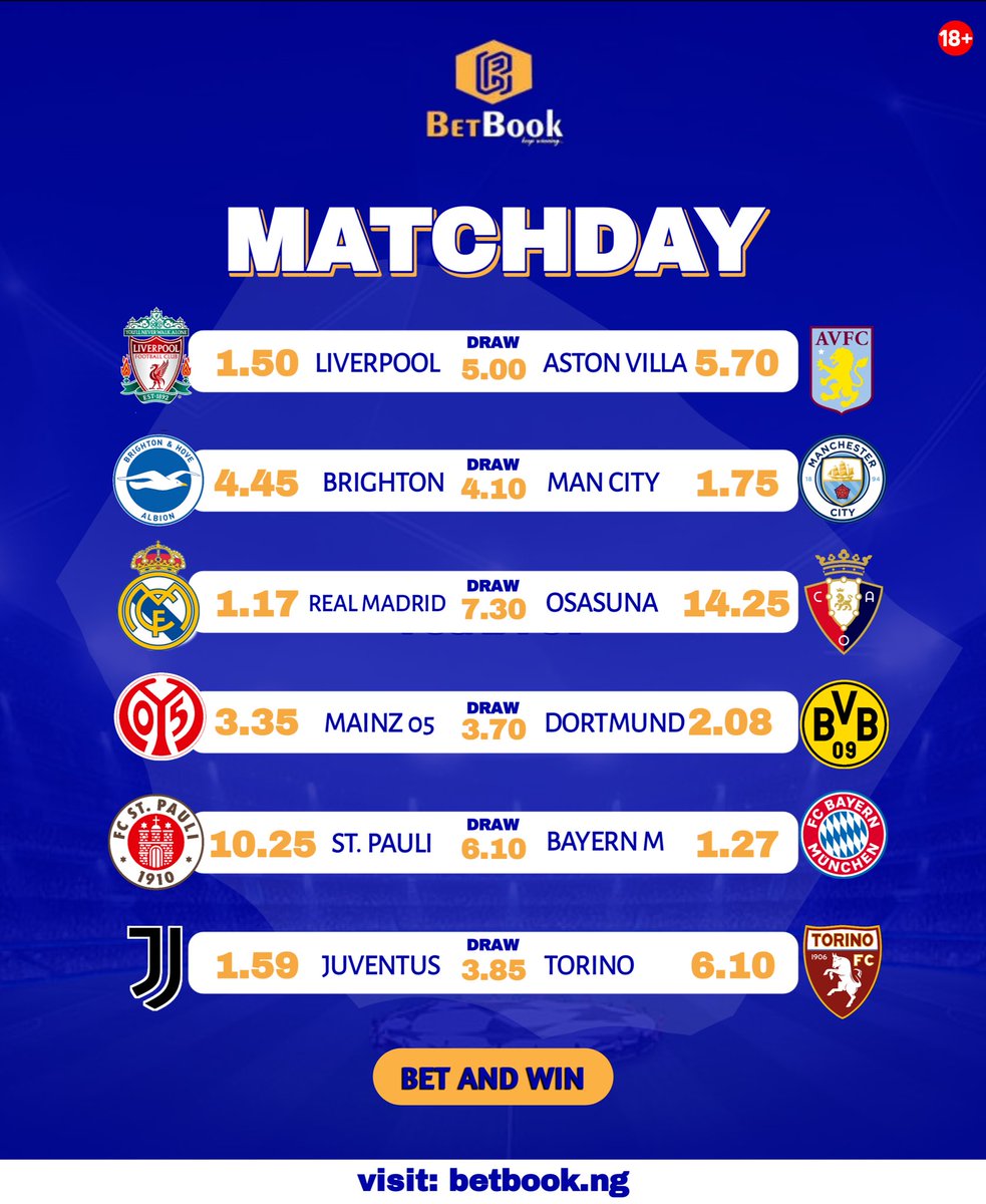 WEEKEND MATCHDAY BUSTERS

Unlock your opportunity to win big this weekend when you bet with the best odds!

Join betbook.ng now and start winning!!!

#betwithBetBook #ICE #bestafricanmusicperformance #Lojay #StarAcademyLeLive #Israel #OlympiacosFC #EPL #LaLiga #RMD