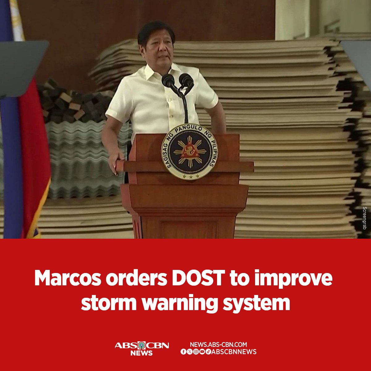 ABSCBNNews's tweet photo. Dahil sa matinding pinsala at dami ng patay na iniwan ng bagyong Kristine, gusto ni Pangulong Ferdinand Marcos, Jr. na pagbutihin ng DOST ang pag-aabiso tuwing may bagyo.

BASAHIN: https://t.co/3PQ5Ui90RV https://t.co/aMaIFgrBZ7