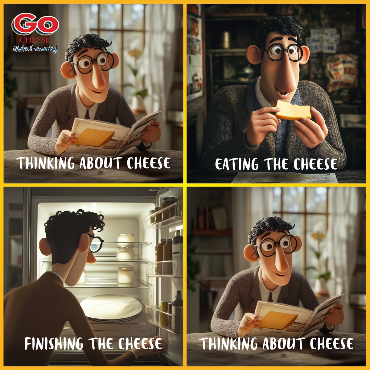 Eat, think, repeat: the never-ending love affair with cheese!

#GoCheeseLife #Makeitamazing #CheeseLove
#CheeseLife #EatSleepCheeseRepeat

[Go Cheese, Cheese love, Cheese cravings, Comfort food]