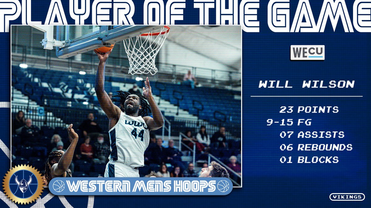 WWUAthletics's tweet photo. M🏀 | What a GAME by big Will Wilson, with 19 of his 23 points coming in the second half. #44 filled up that stat sheet to earn the WECU Player of the Game...his career-high 7 assists was highlighted by finding Aidan Rice with the buzzer beater! https://t.co/wqKeeodY5G