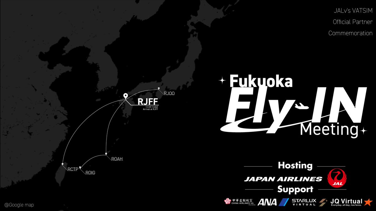 JapanAirVirtual's tweet photo. 🛫 Attention #JALv Members! 🛫

Today’s #VATSIM departure windows are as follows:
ROIG: 19:30–20:00 JST (1030Z–1100Z)
ROAH: 21:00–21:45 JST (1200Z–1245Z)

Plan your takeoff accordingly to ensure smooth skies. Let’s make it a great group flight with #ANAv ,#SJXv ,#CALv ,#JSTv https://t.co/RUBlZ31zMh