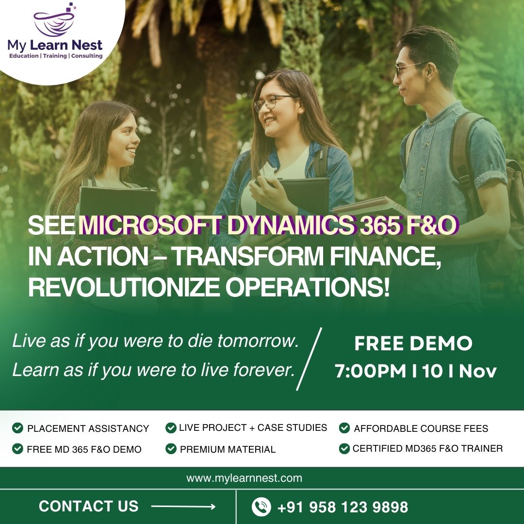 MylearnNest's tweet image. 💼 See Microsoft Dynamics 365 F&amp;amp;O in Action – Transform Finance, Revolutionize Operations! 🚀

#MicrosoftDynamics365 #FinanceAndOperations #BusinessTransformation #ERP #Dynamics365 #Dynamics365Training #ERP #TechTraining #CareerUpgrade #HyderabadTraining  #MyLearnNest