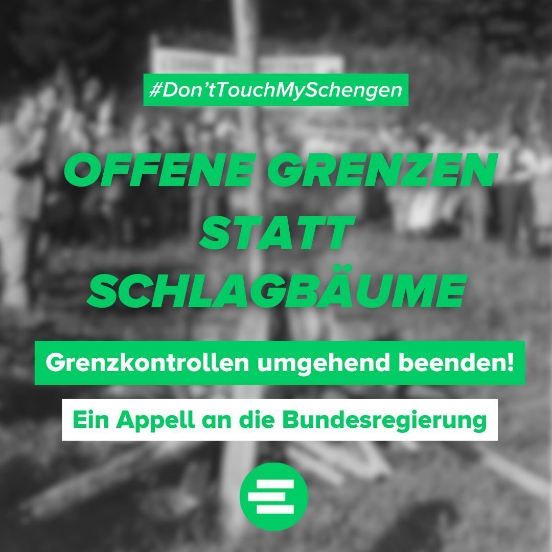 🇪🇺 Don’t touch my Schengen!🇪🇺 
Die JEF Deutschland fordert die Beendigung der Grenzkontrollen und ein starkes Bekenntnis zu Schengen und europäischer Solidarität.

Unterstütze den Appell für ein vereintes Europa!
🔗 bit.ly/3UFSDzS