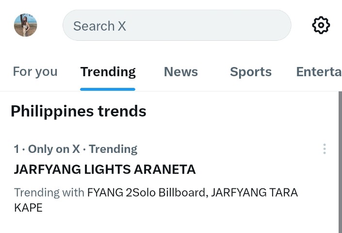 MissMaam_D's tweet photo. Number 1 trending tayo mga ka #JarFyang !

JARFYANG TARA KAPE
JARFYANG LIGHTS ARANETA
@JarFyangNation1 @titasofjarfyang @JarfyangOFC https://t.co/pTRjdPBkhq