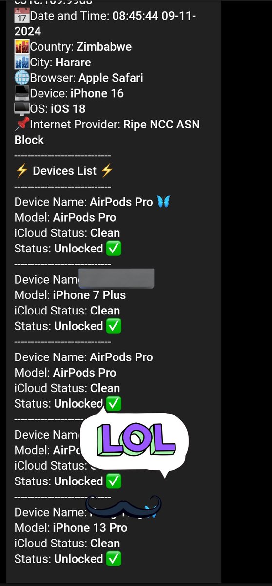 Zimbabwe 🇿🇼 Done 
Instant FMI OFF