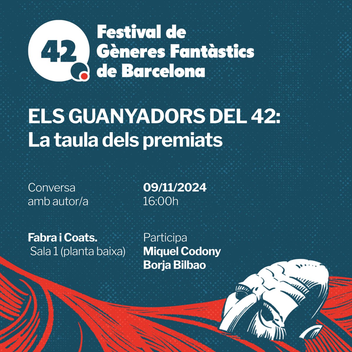 Barcelona Literatura (@bcnliteratura) on Twitter photo 🏆Els guanyadors del 42: La taula dels premiats
Una conversa amb els flamants guanyadors dels Premis 42 d'enguany.
⏰16 h
📌Fabra i Coats. Sala 1 (planta baixa)
📢 Moderen <a href="/Qdony/">Miquel Codony</a> i <a href="/Borja_Bilbao/">Borja Bilbao (en Bluesky con mismo nombre)</a> 🏆Els guanyadors del 42: La taula dels premiats
Una conversa amb els flamants guanyadors dels Premis 42 d'enguany.
⏰16 h
📌Fabra i Coats. Sala 1 (planta baixa)
📢 Moderen <a href="/Qdony/">Miquel Codony</a> i <a href="/Borja_Bilbao/">Borja Bilbao (en Bluesky con mismo nombre)</a>
