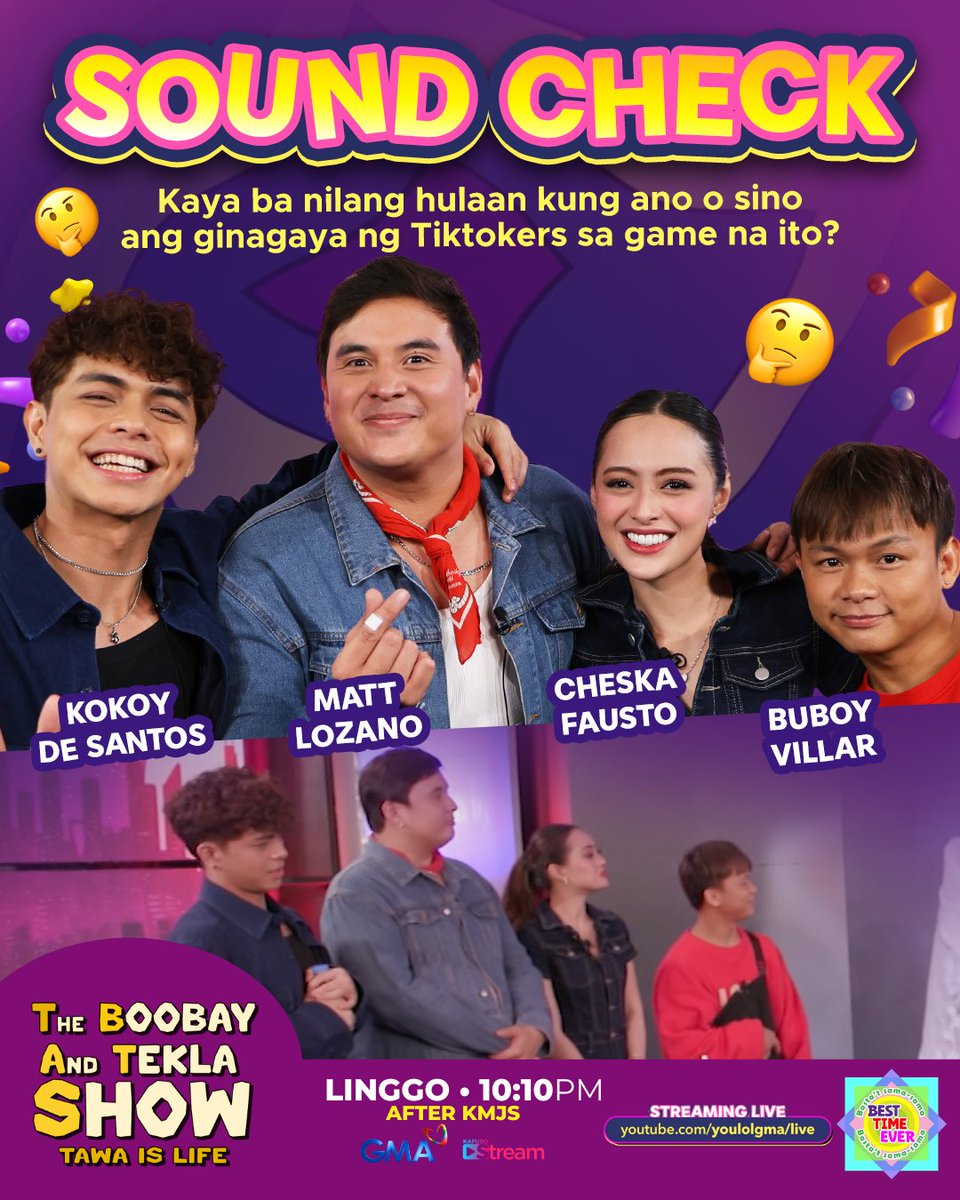 gmanetwork's tweet image. Sound check! Ready na ba kayong marinig ang mga bulong ni Doraemon, Dora, at marami pang iba?

𝒞𝒽𝑒𝓌-mama na sa bardagulan bukas sa #TBATS, 10:10 PM, sa GMA #BestTimeEver! 😉