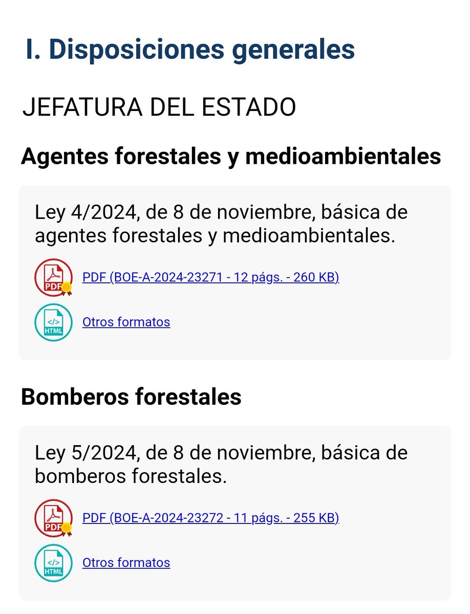 Publicadas hoy en el <a href="/boegob/">BOE</a> las esperadas (y que tanto esfuerzo han costado) leyes de #AgentesForestales y #BomberosForestales
#LeyBásicaAAFF #LeyBásicaBBFF
👇📋👀
boe.es/boe/dias/2024/…