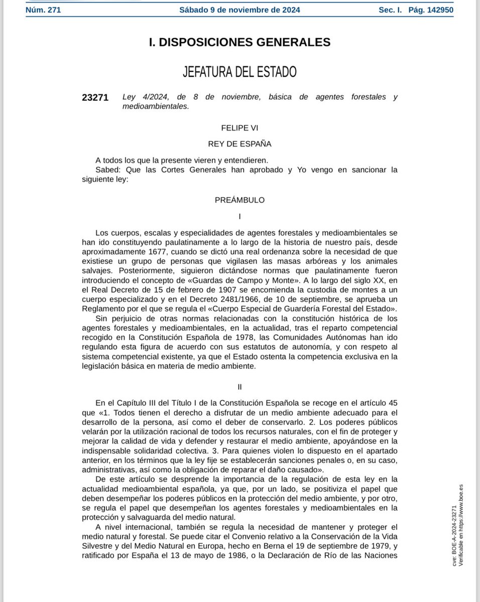 Forestales_CCOO's tweet photo. LEY 4/2024, de 8 de noviembre, básica de Agentes Forestales y Medioambientales

Todo esfuerzo tiene su resultado

#LeyBasicaAAMM

POR FIN https://t.co/HSJzfCzfke