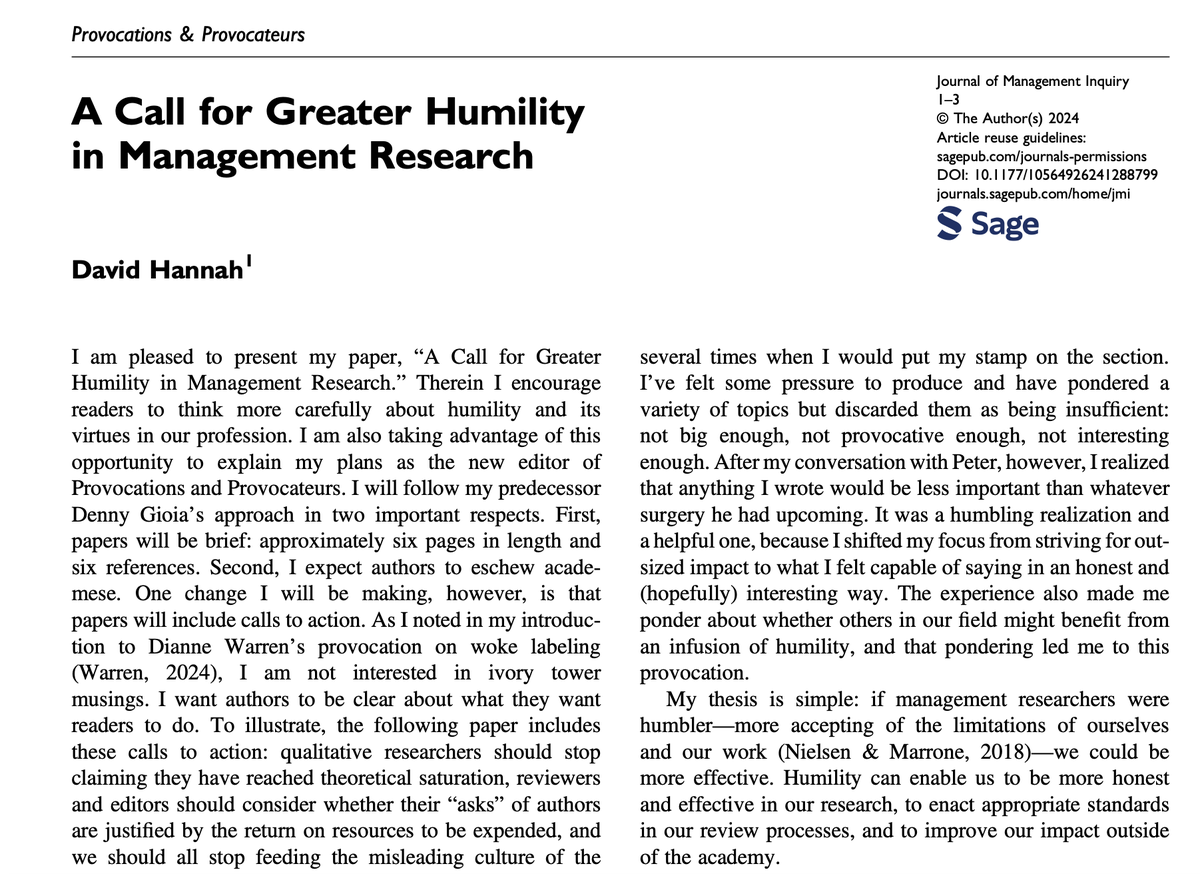 Lorenzo Skade (@lorenzoskade) on Twitter photo "If management researchers were humbler (...), we could be more effective" 🤔 Great reflections on "A Call for Greater Humility in Management Research" (👉🏾lnkd.in/eJUaKJsz) by David Hannah in <a href="/JMgmt_Inquiry/">Management Inquiry</a> "If management researchers were humbler (...), we could be more effective" 🤔 Great reflections on "A Call for Greater Humility in Management Research" (👉🏾lnkd.in/eJUaKJsz) by David Hannah in <a href="/JMgmt_Inquiry/">Management Inquiry</a>