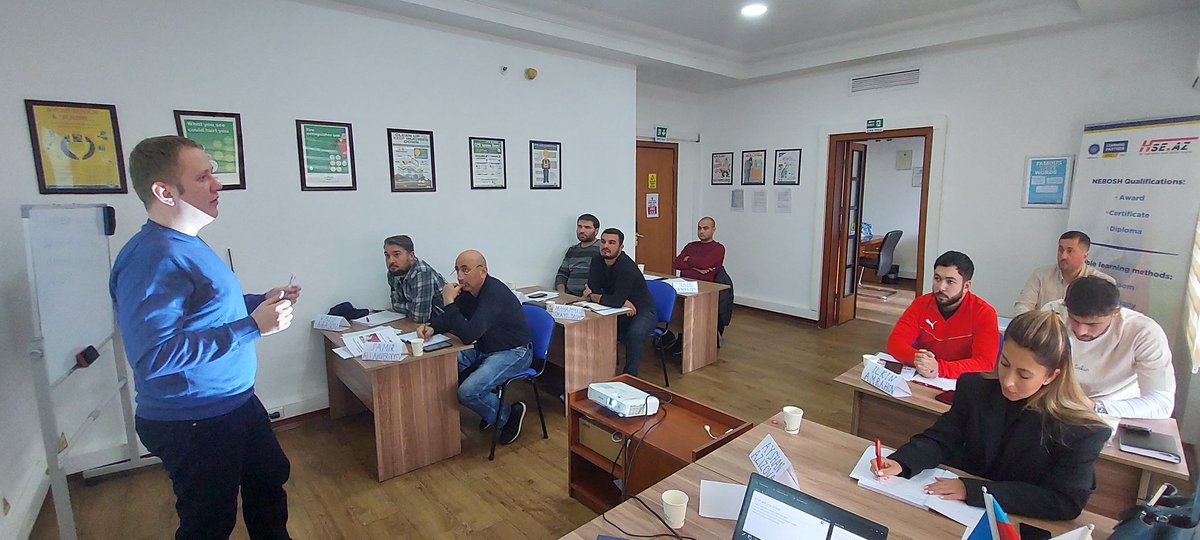HSEAzerbaijan's tweet photo. Next NEBOSH International General Certificate (IGC) course started. We wish good luck to all learners and hope they will achieve good result at their exams after 10 days course.

Tutor: Vitaliy Mitrofanov

📧info@hse.az
📱0102532388 / 0512067288

#neboshigc #neboshazerbaijan https://t.co/X77jCbPzLR