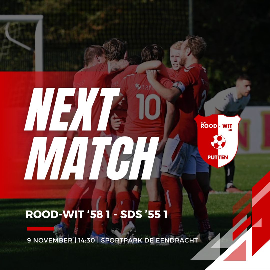 Matchday! Vanmiddag om 14:30 uur trappen wij onze 4e thuiswedstrijd af van deze competitie. SDS'55 1 komt opbezoek op de Eendracht. We hopen een goed resultaat te pakken! Tot straks.

#strijdenenwinnen 🔴⚪️💪🏻
