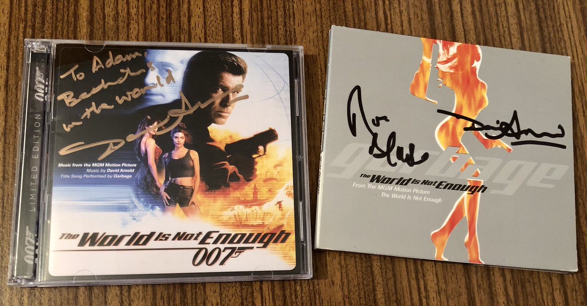 AdamKrysinski's tweet photo. Today in 1999 „The World is Not Enough” Bond movie hits the big screen. Happy 2️⃣5️⃣th Anniversary! 🎂 An amazing score &amp; song were composed by David Arnold and lyricist Don Black.🎼 Garbage sung the title song.🎙️Thank you Maestro! ❤️

@007 @DavidGArnold @garbage @LaLaLandRecords https://t.co/5oDjtdJjdu