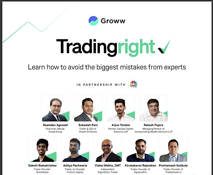 to_vikram's tweet photo. Attending an insightful session by Groww today on trading right! Learned so far: disciplined aur emotion-free trading is essential. Also, Knowing your risk tolerance before diving in is crucial. Loving these practical tips! Thank you, @_groww, for helping us #TradingRight https://t.co/jijfYgRyGd