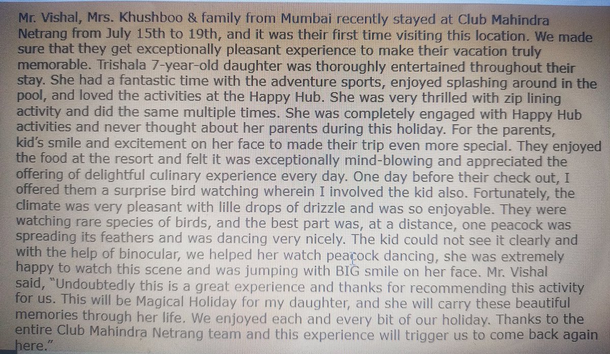 Prashant59Jha's tweet image. @AskClubMahindra @clubmahindra #ClubMahindraNetrang #Netrang
#BharuchDistrict #netrangcity
#JungleResort #IGBCPlatinum
#MakeEveryMomentMagicalStories
#Unforgettable #ExperienceAmazing