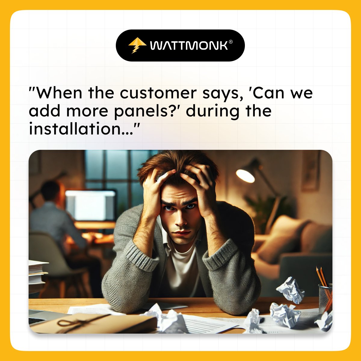 WattMonk's tweet image. Not another one! 

#SolarJargon #OfficeHumor #JudgingCat #SolarIndustry #TechTalk