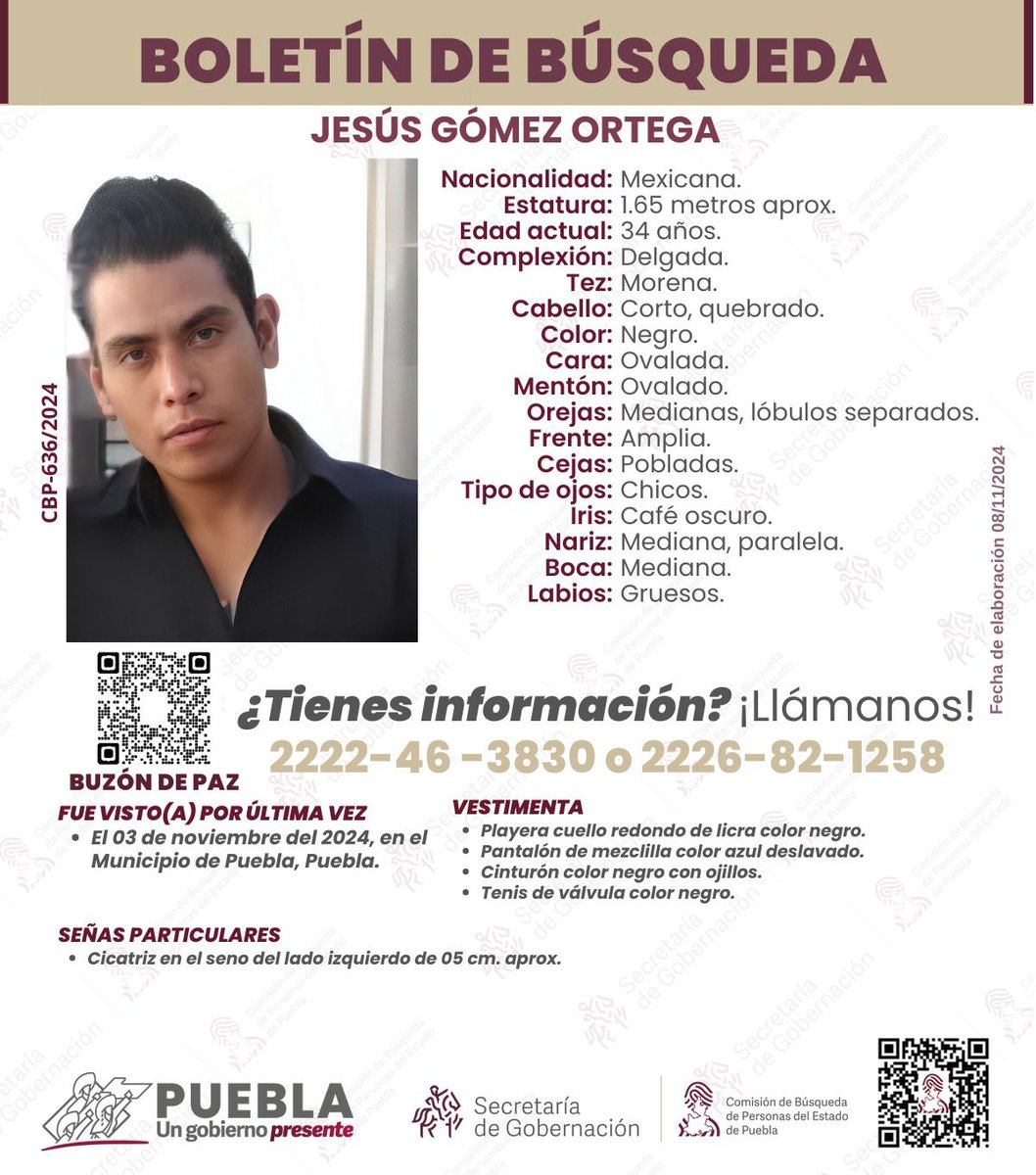 TribunaVigila's tweet photo. #Ayuda para localizar a Jesús Gómez Ortega de 34 años, fue visto por última vez el #03deNoviembre en #Puebla. #Comparte #ServicioSocial #LaVozDeLosPoblanos #SeBusca🔎 https://t.co/GTYlU1vgSF