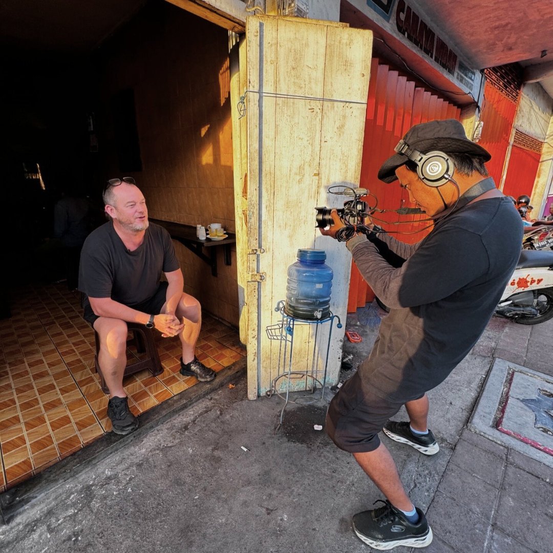 MeyrickWill's tweet photo. Behind the scenes of Bali Uncharted on WMTV—let’s just say, I need more coffee and maybe some sunglasses for these early starts! Small eyes, big appetite for adventure. Join me as we dive into Bali’s hidden gems, even if I’m only half-awake! https://t.co/f0y8TCEMnW