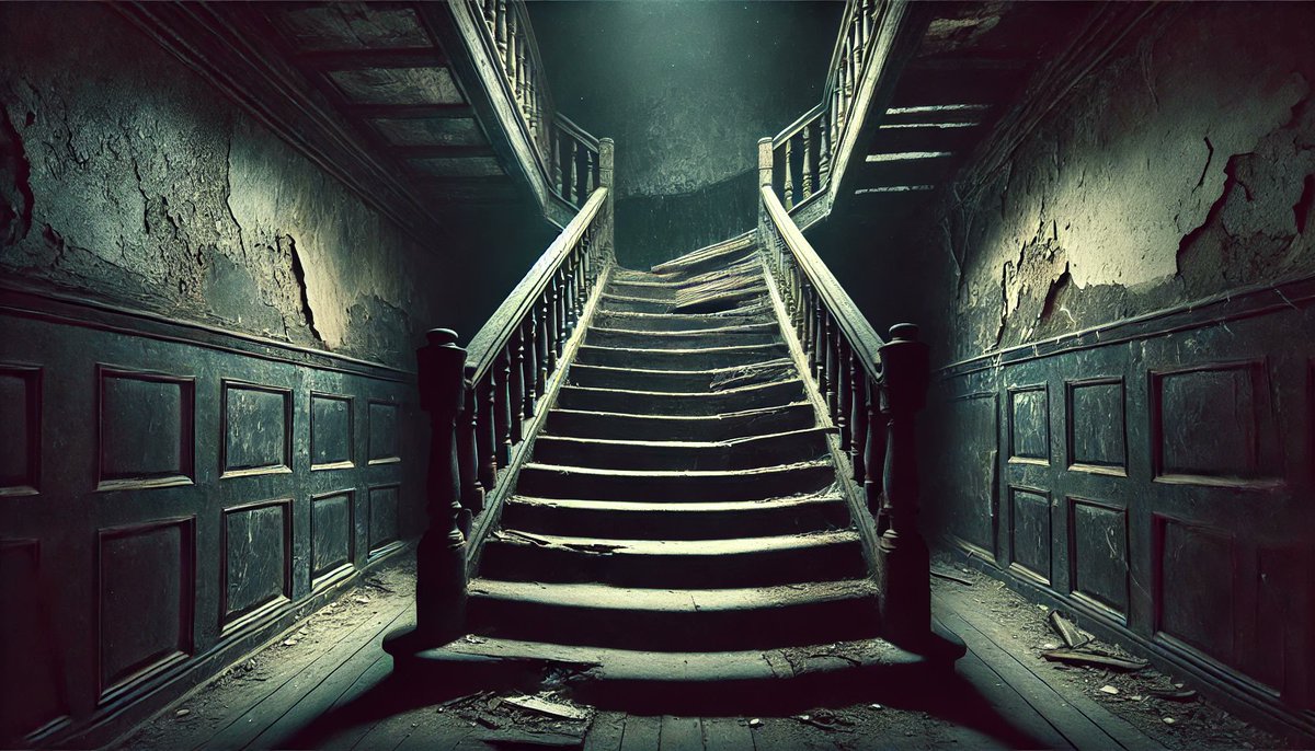 DrWedge_Horror's tweet image. An empty staircase can feel endlessly eerie. How do you create tension in seemingly ordinary places? #HorrorGameDev #IndieHorror #GameDesign #DrWedge #EnvironmentDesign #SpatialTension #PsychologicalHorror #Atmosphere