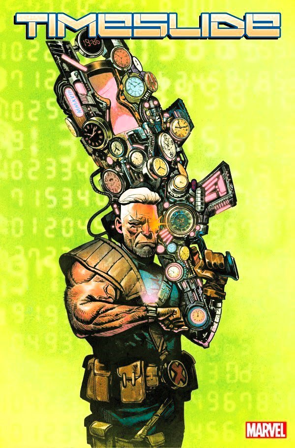 Cy_clops's tweet image. Timeslide #1 Variant cover by Mike Del Mundo #XMen #timeslide #cable #bishop