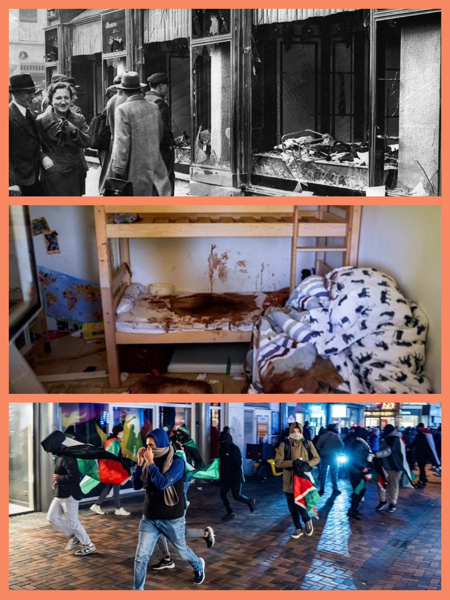 Ostrov_A's tweet photo. Today, we commemorate the #Kristallnacht in 1938.

The ‘Night of Broken Glass’ was a murderous example of the capacity of humans to escalate from indifference, demonization & singling out of a group of people - Jews, in this case - to violence, while too many bystanders looked the other way.

Today, instead of Jews, it is the Jewish state, Israel, that is being singled out and this violence manifesting in the most heinous of ways in the Hamas massacre of Oct 7 and the Amsterdam Pogrom this week.

The difference of course between 1938 and 2024 is that we have a Jewish state, the ability to defend ourselves and a home to serve as a refuge for Jews worldwide. It’s that simple!