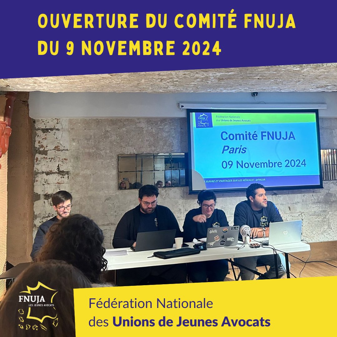 fnuja's tweet photo. 🟡🔵 Ouverture du comité mensuel de la #FNUJA à Paris !

Réunissant les #UJA de France, la FNUJA mobilisée en faveur des Jeunes Avocats et de la profession dans son ensemble !

#JeunesAvocats #Avocats https://t.co/jVuvoF3hiA