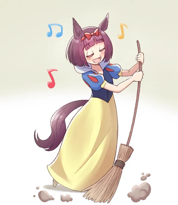掃除をするニシノフラワー 