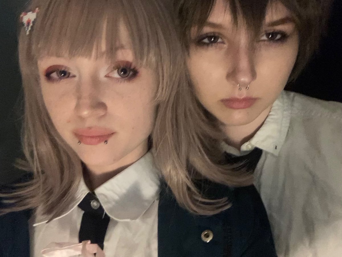 ghostlyvirtual's tweet image. coming back to post my danganronpa cosplays w my friends at 3am and dipping again is peak bruh hi #danganronpatwt #drtwt