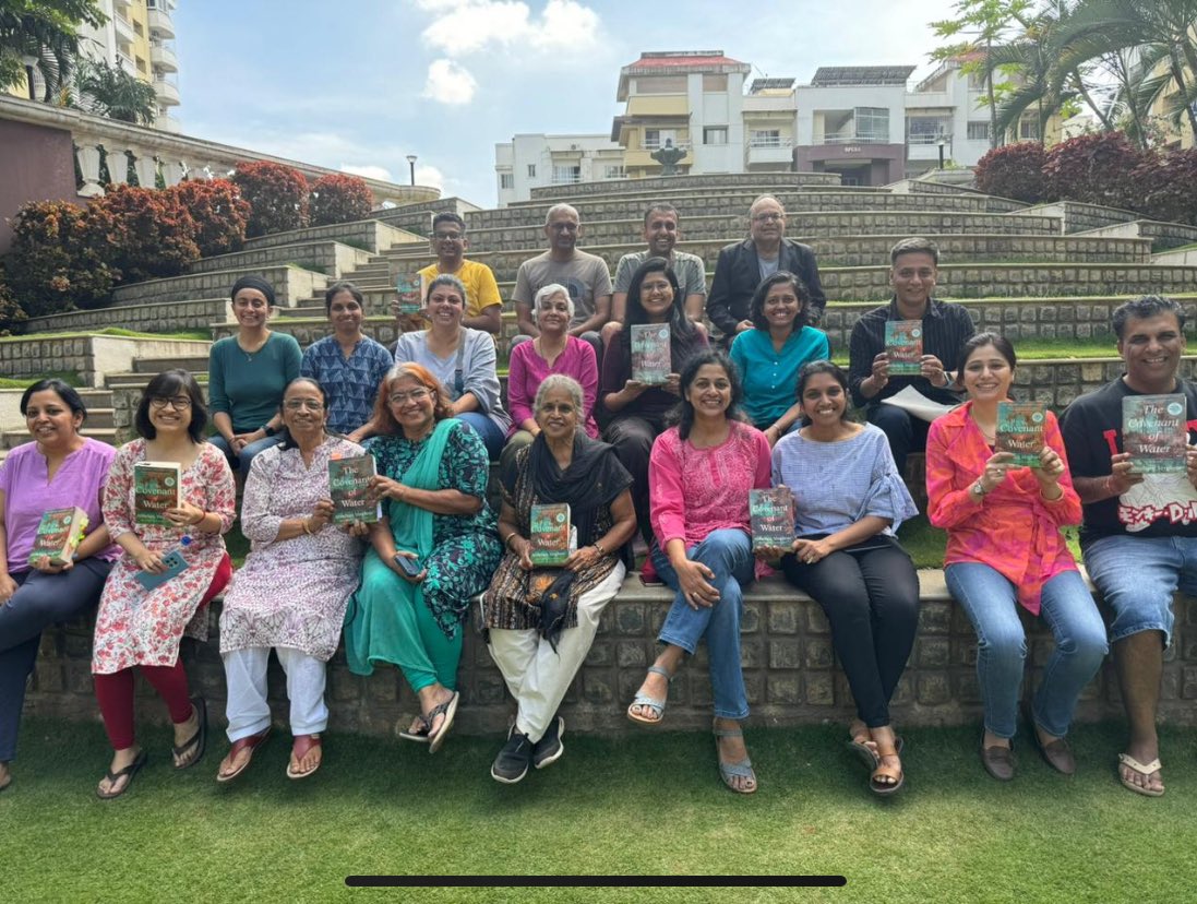dacommonman's tweet photo. @abe_verghese 
Hello Dr Verghese,
At Bengaluru, about 25 of us from different walks of life came together in our housing society to discuss your gripping novel ‘The Covenant of Water’. 
Thank you so so very much for this exquisite masterpiece you have penned down. https://t.co/HKVwyavnwG