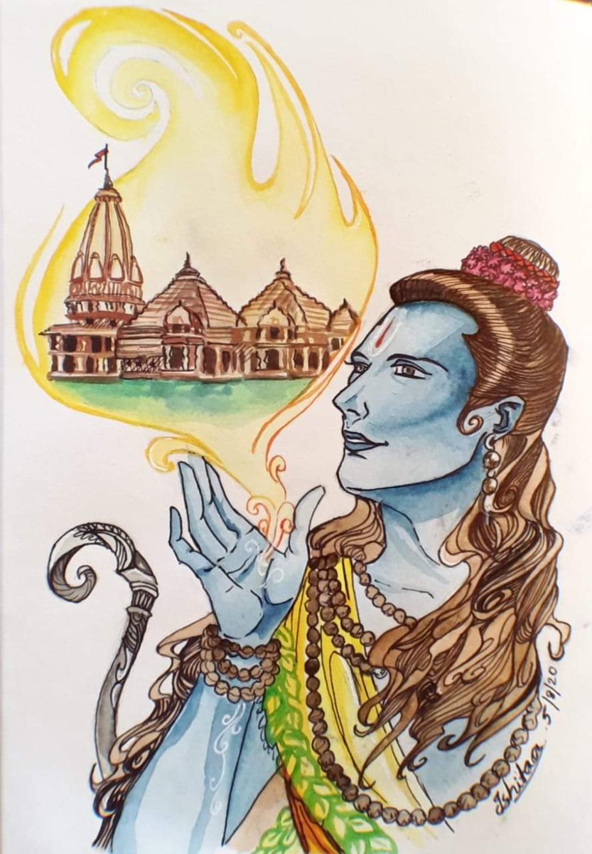 sen_ginni's tweet photo. @seriousfunnyguy Meri favourite artist, meri beti, ki purani painting.. jai shree Ram https://t.co/iNFnZPlvB5