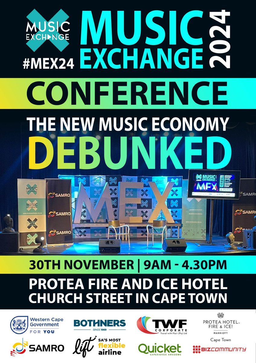 MartinMyers's tweet photo. @ashtonabels morning please share re @musicexchange see poster below , great talks loading 30th nov book @QuicketSA R150 for the day https://t.co/Exyu4l7246