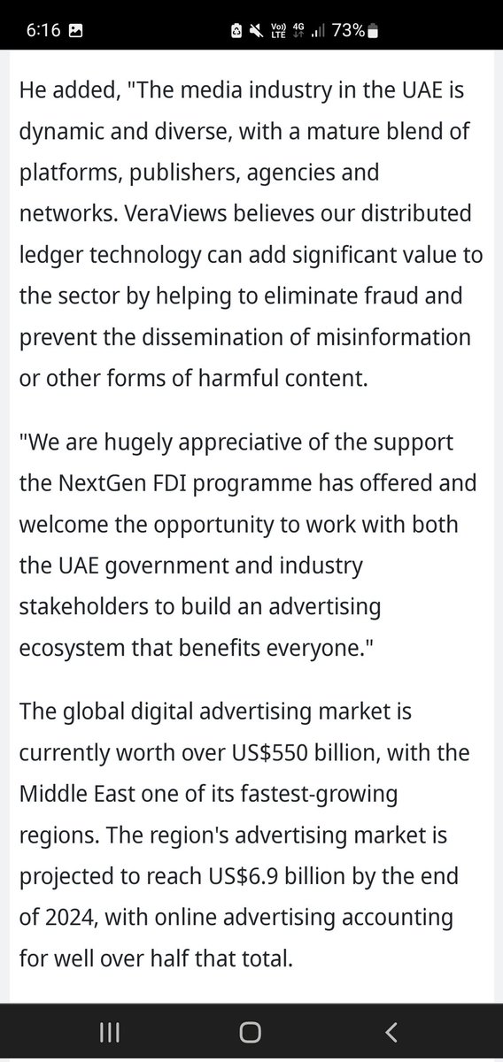 Grog_Cave_Time's tweet photo. UAE online advertising market is headed for ~$3.5b this year

$VRA are working with 🇦🇪 gov &amp; industry stakeholders in one of the world's fastest growing regions

This is just one of many parts of the @verasitytech ecosystem, with a MC ~$30m currently https://t.co/1fGY6TJjeh