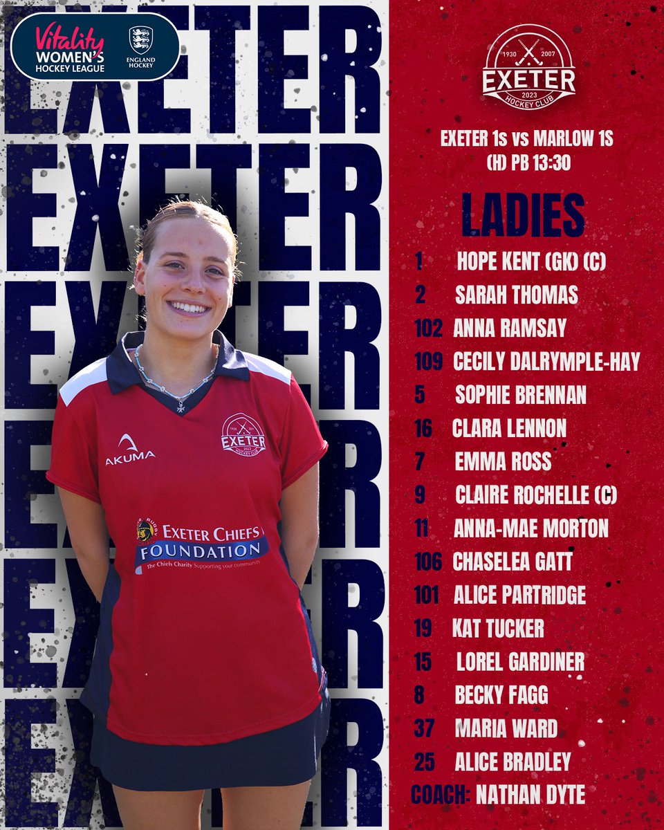Exeter_HC's tweet image. …and here are your teams 

The good blokes with a breakfast meeting with @ExeterUniHC then our ladies host @MarlowHC looking for that first W.

Let’s go!