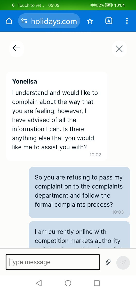 Wastecard's tweet photo. @loveholidays @Ryanair_Brad @IovehoIdays @Holidays_stewar Stay away from 
@loveholidays
!! They will refuse refunds and will not allow your complaints to go through the formal complaints process!! Here is an example of this on their live chat this morning! Repost and share! @itvnews @BBCWatchdog @CNN @mart https://t.co/YCUQATP3a0