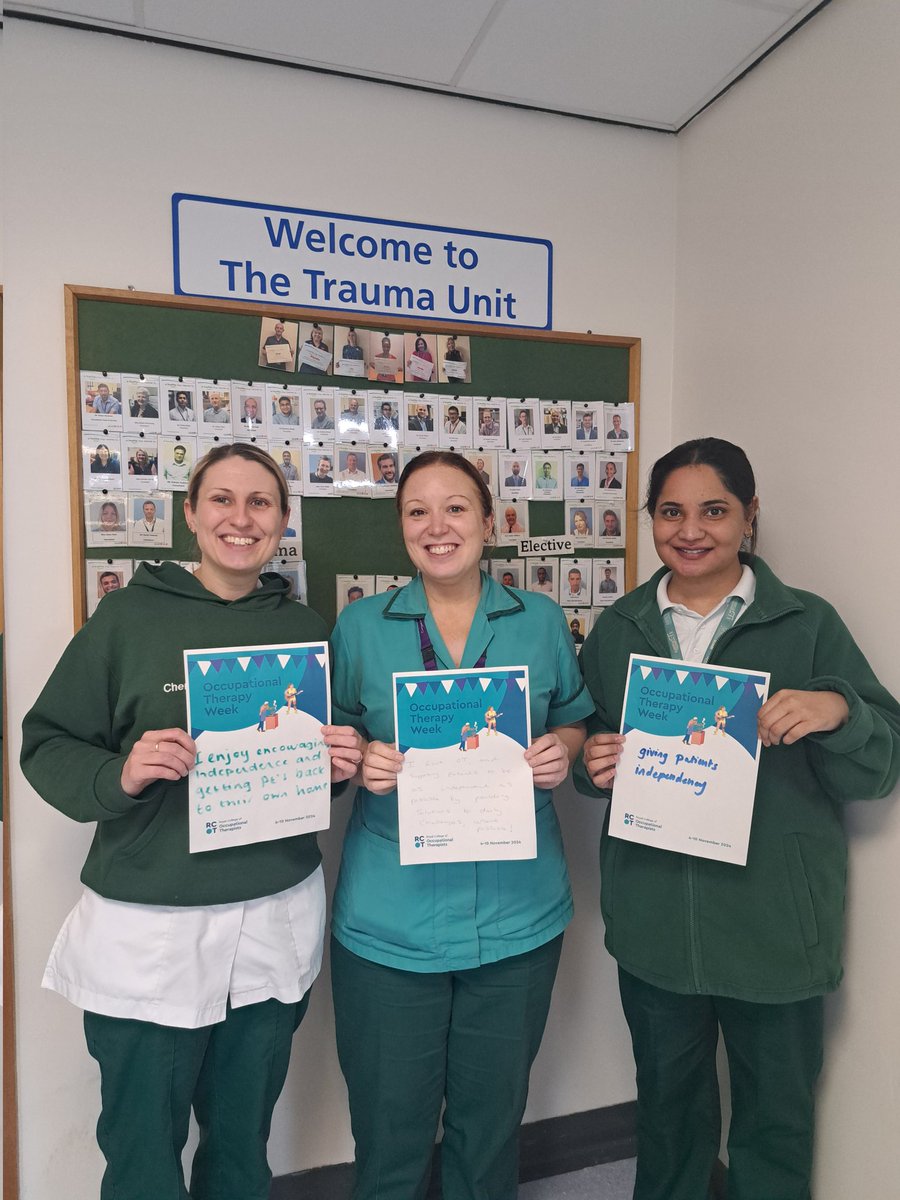 woo1195's tweet image. Happy #OTweek from the OT's working in Trauma and Orthopaedics @Leic_hospital. Always working so hard for patients to get patients home and be as independent as possible 💚 @uhltherapy